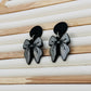 Midnight Bow Polymer Clay Dangle Earrings