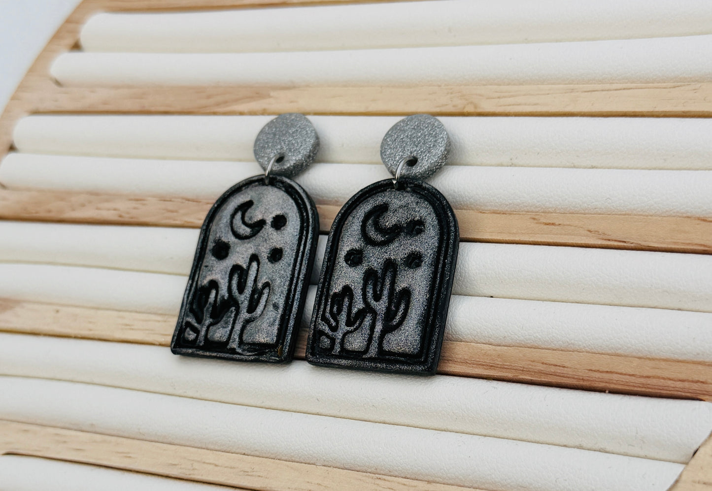 Moonlit Desert Arch Polymer Clay Dangle Earrings