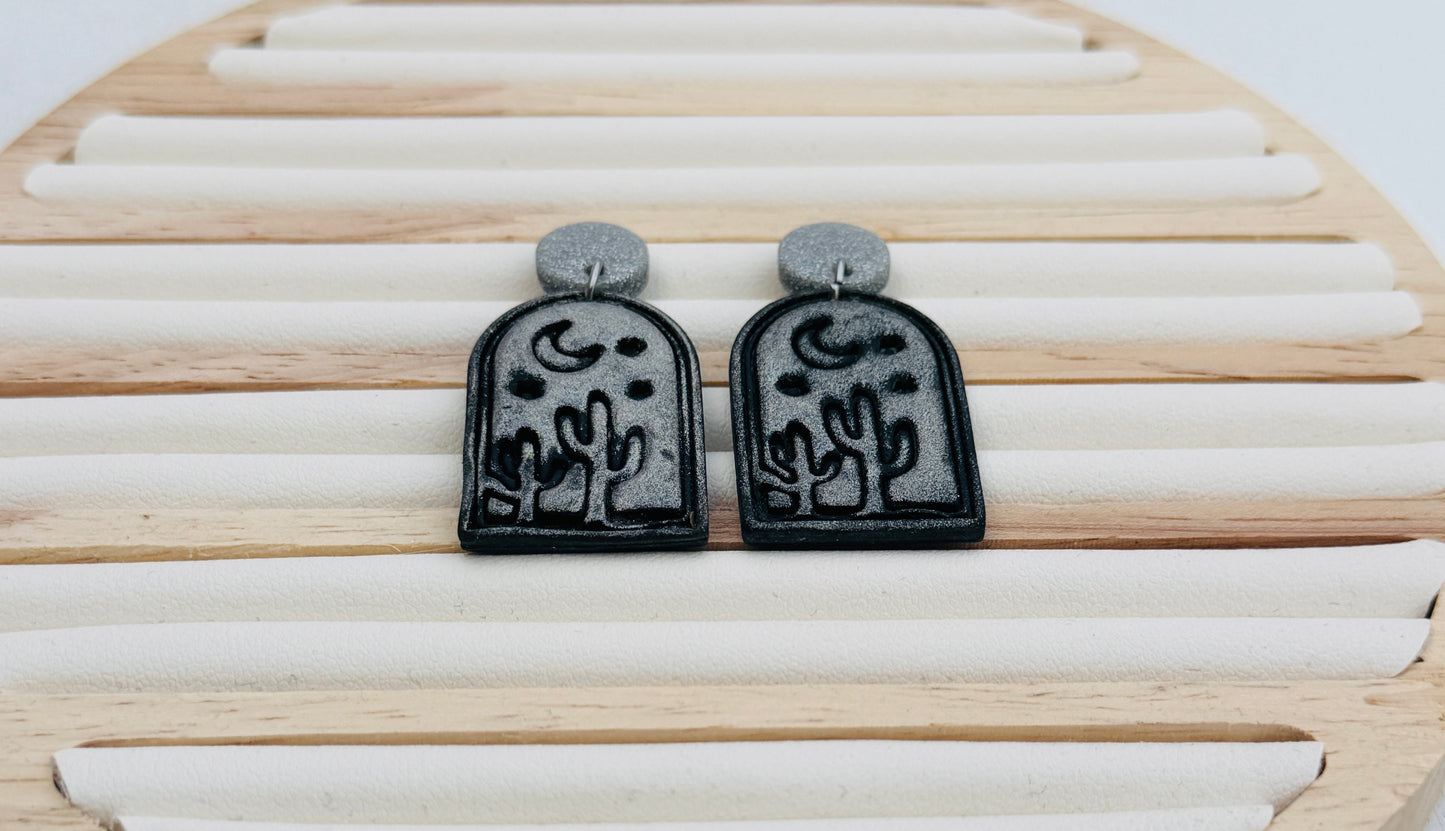Moonlit Desert Arch Polymer Clay Dangle Earrings