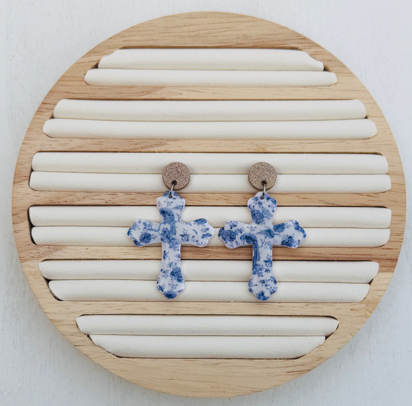 Cross Polymer Clay Dangle Earrings