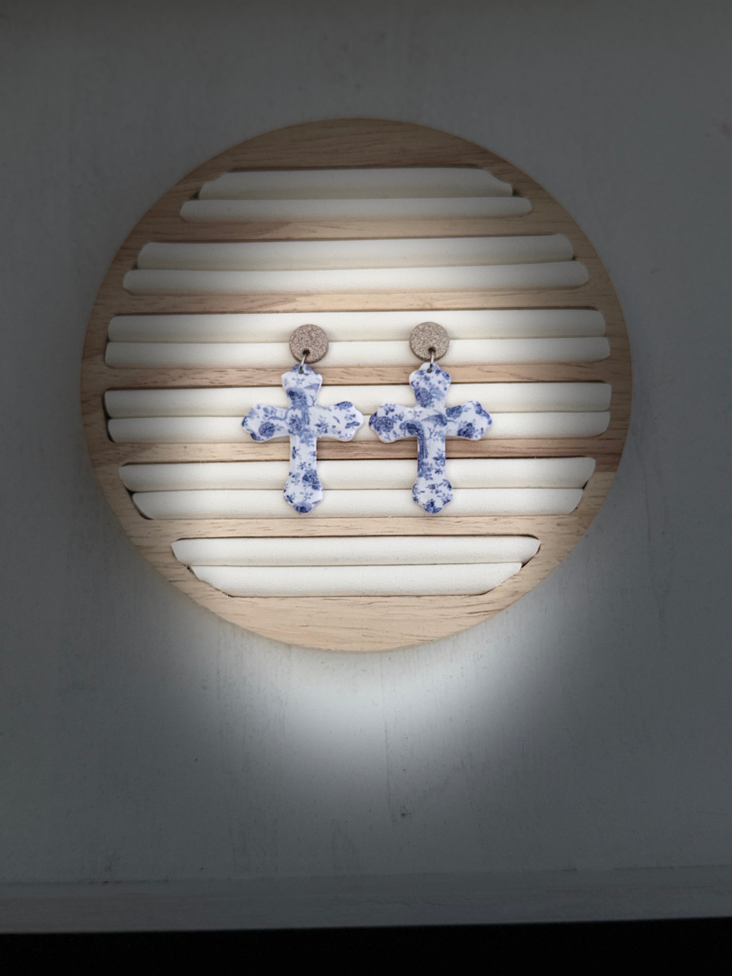 Cross Polymer Clay Dangle Earrings