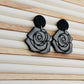 Midnight Rose Polymer Clay Dangle Earrings