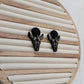 Midnight Steer Skull Polymer Clay Dangle Earrings