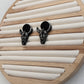 Midnight Steer Skull Polymer Clay Dangle Earrings