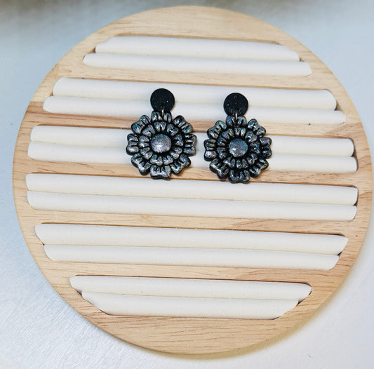 Midnight Ashley Bloom Polymer Clay Earrings