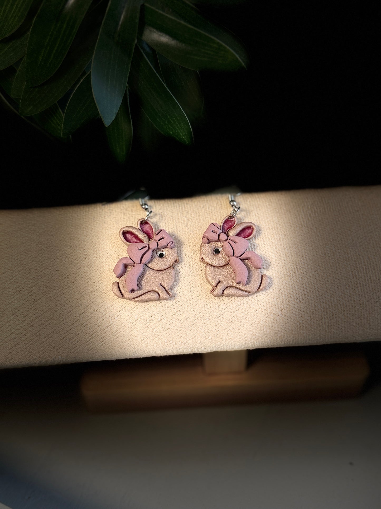 Spring Bunny Polymer Clay Dangle Earrings