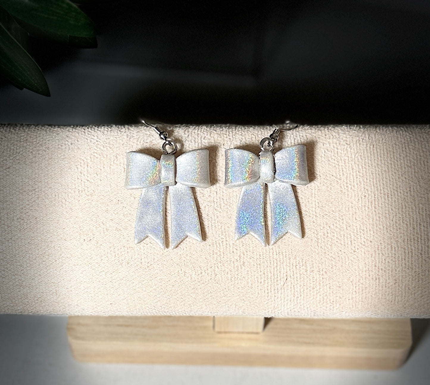 Classic Hand-Folded Bow Polymer Clay Dangle Earrings