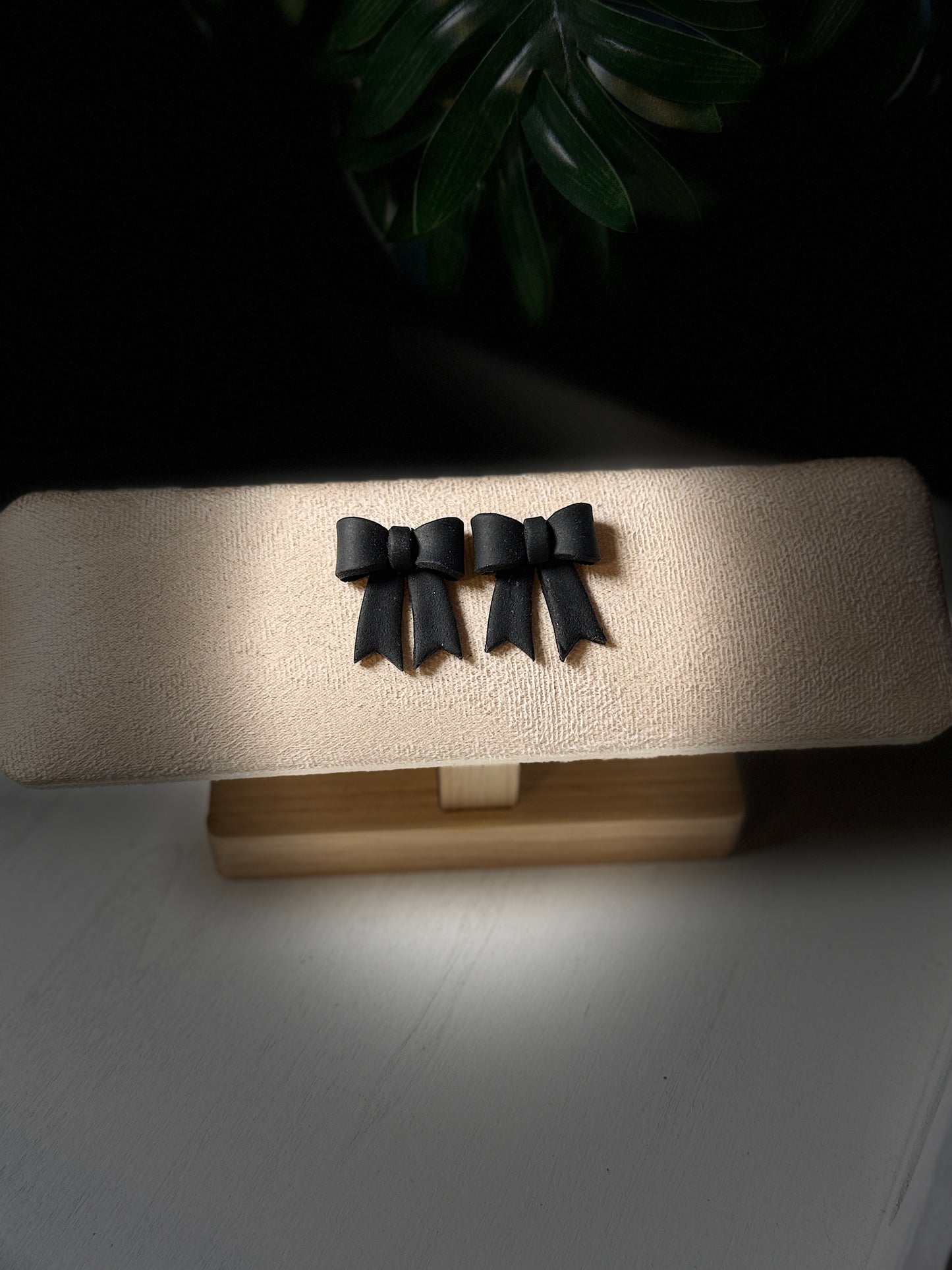 Classic Hand-Folded Bow Polymer Clay Dangle Earrings