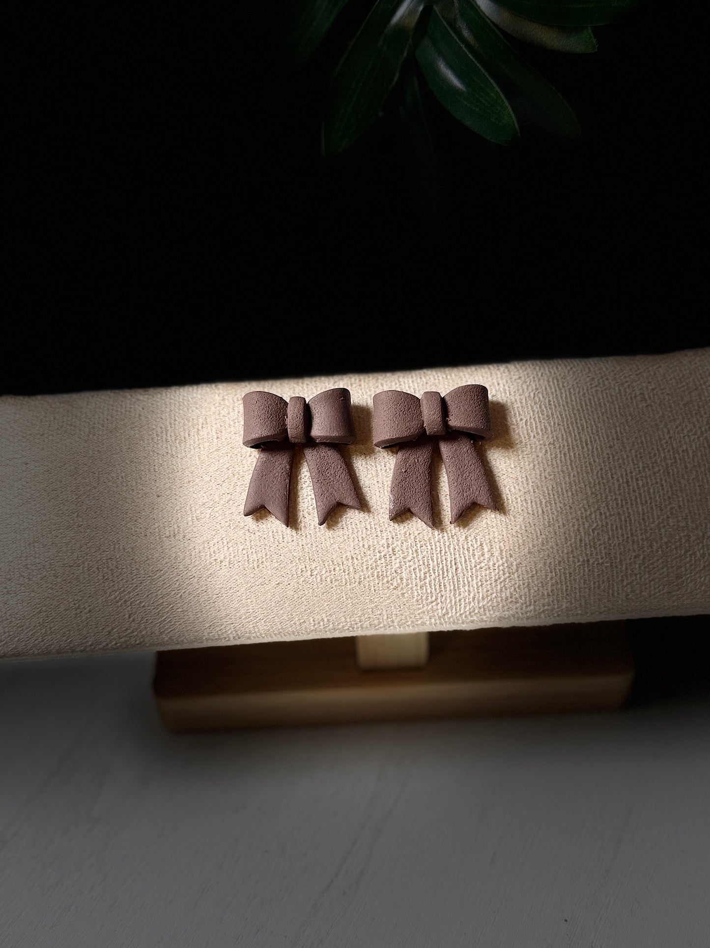 Classic Hand-Folded Bow Polymer Clay Dangle Earrings