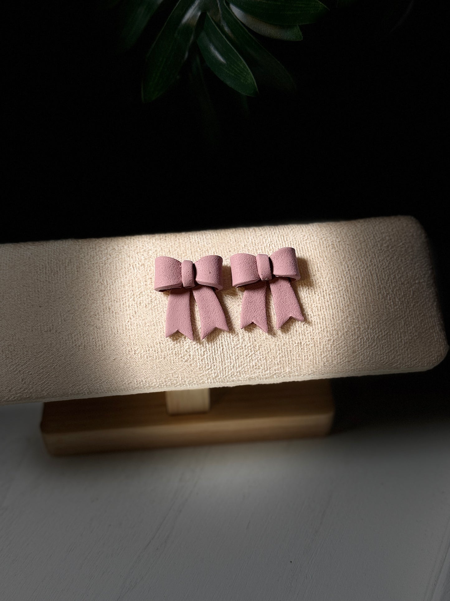 Classic Hand-Folded Bow Polymer Clay Dangle Earrings