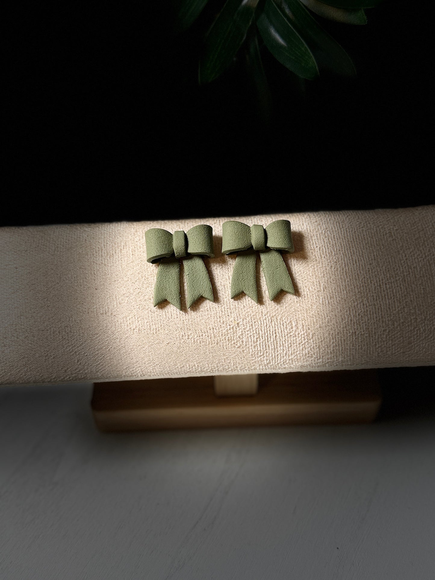 Classic Hand-Folded Bow Polymer Clay Dangle Earrings