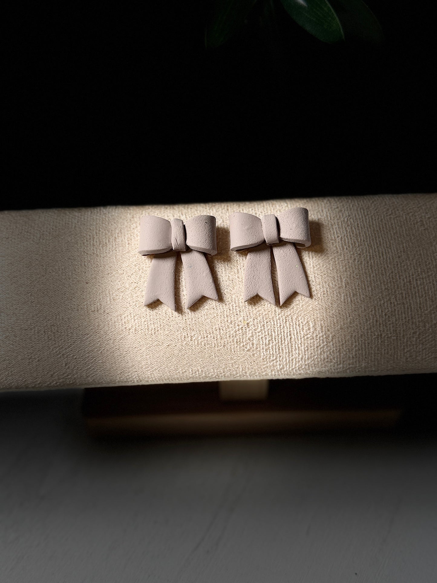 Classic Hand-Folded Bow Polymer Clay Dangle Earrings