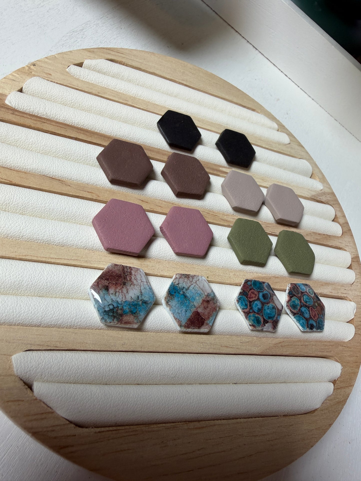 Classic Hex Stud Polymer Clay Earrings