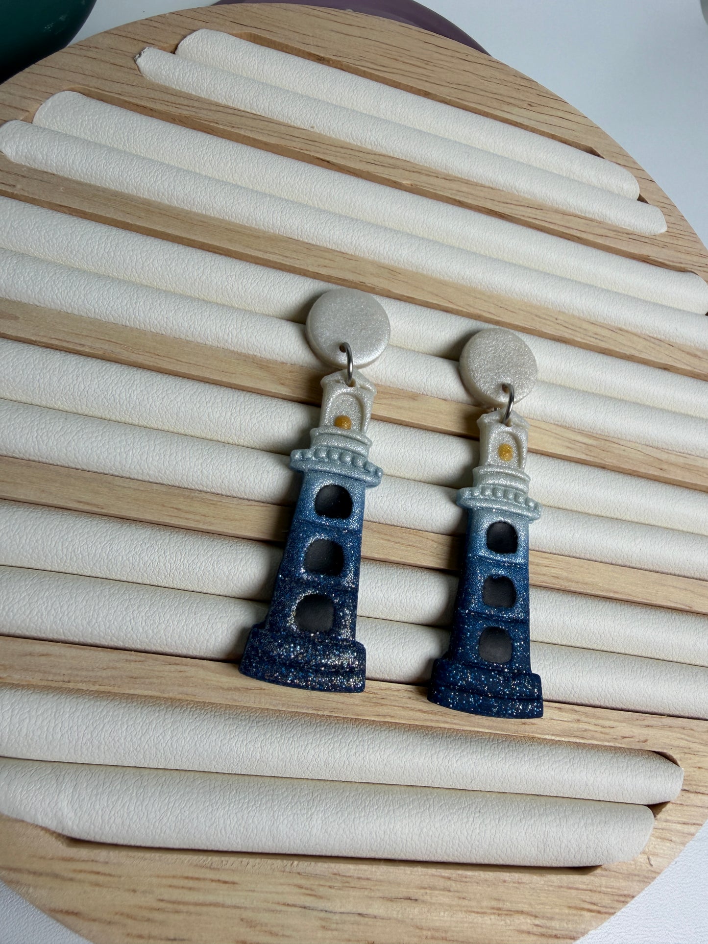 Enchanted Beacon Lighthouse Polymer Clay Dangles