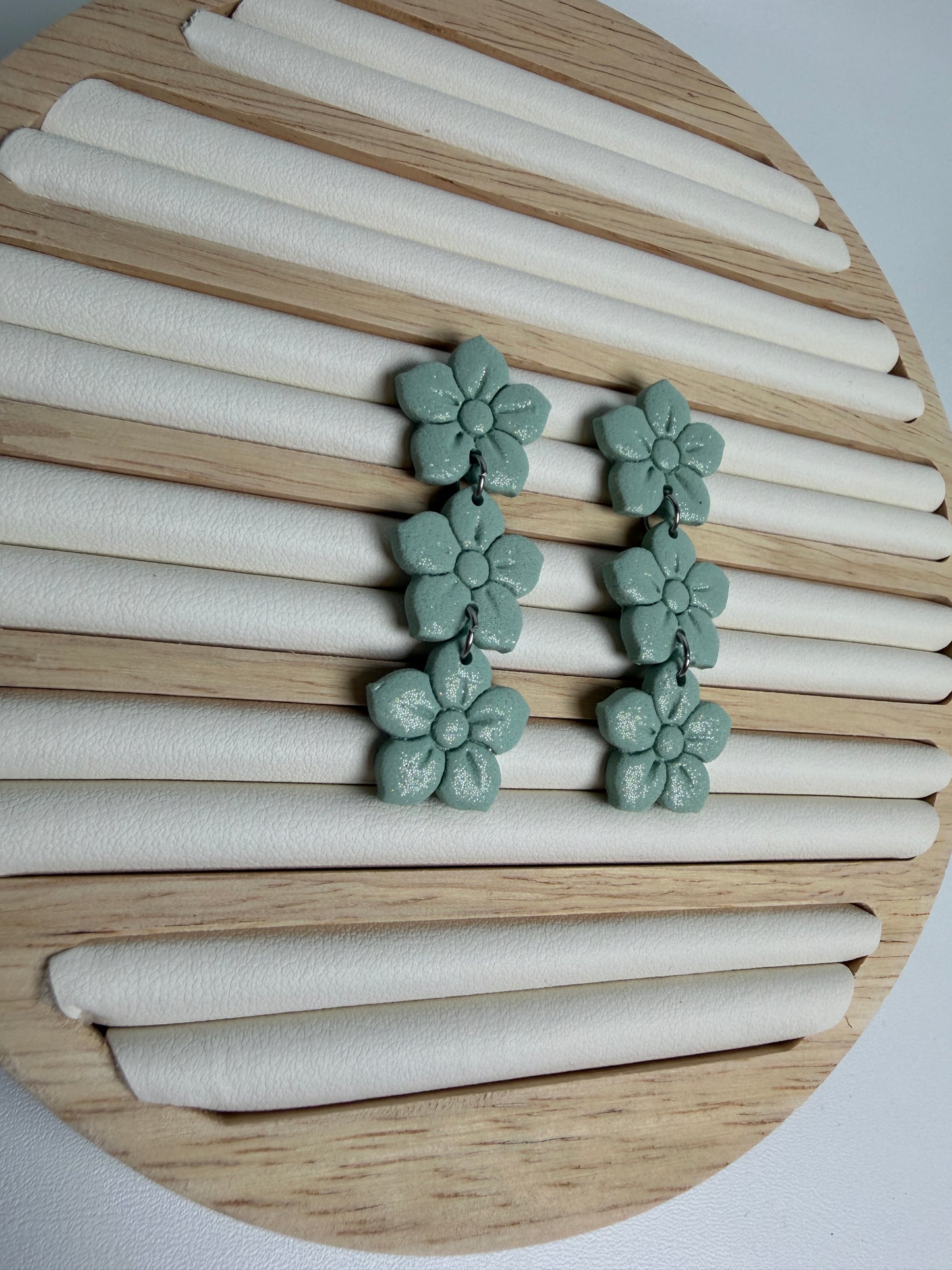 Flower Trio Polymer Clay Dangle Earring