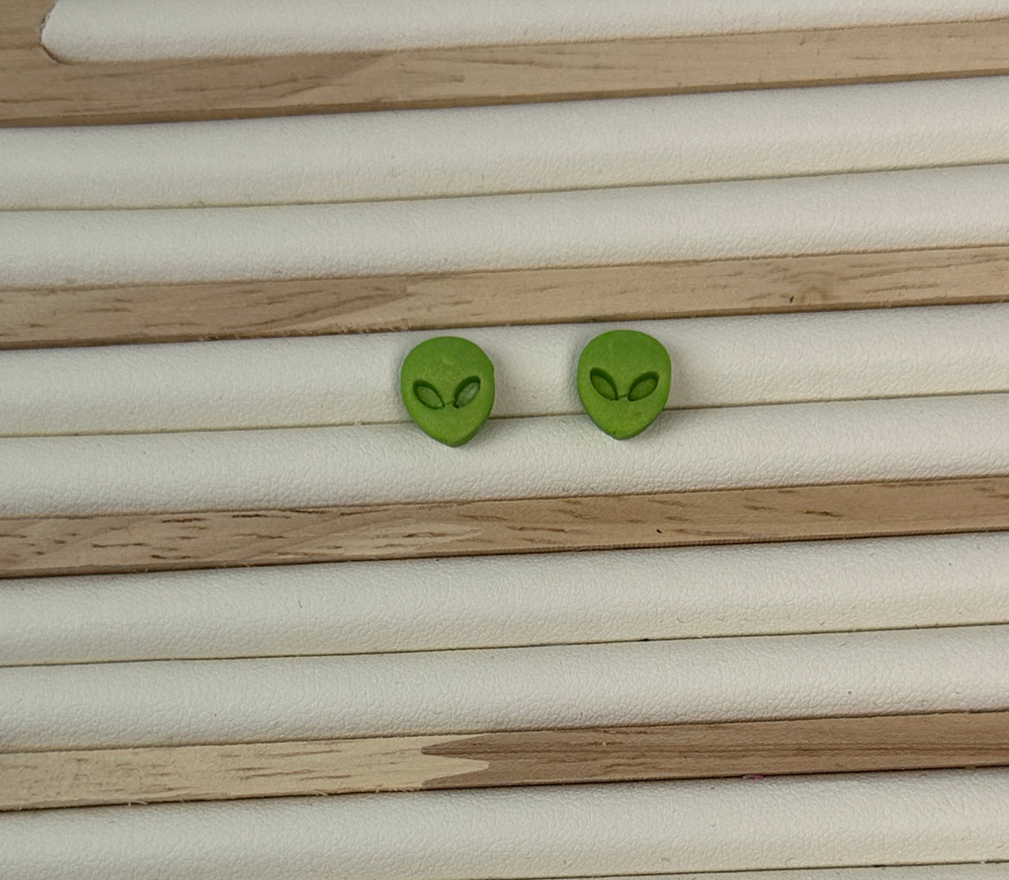 Enchanted Alien and Space Ship Polymer Clay Stud Earrings