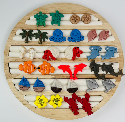 Enchanted Coastal | Beach | Sea | Vacation Polymer Clay Stud Collection