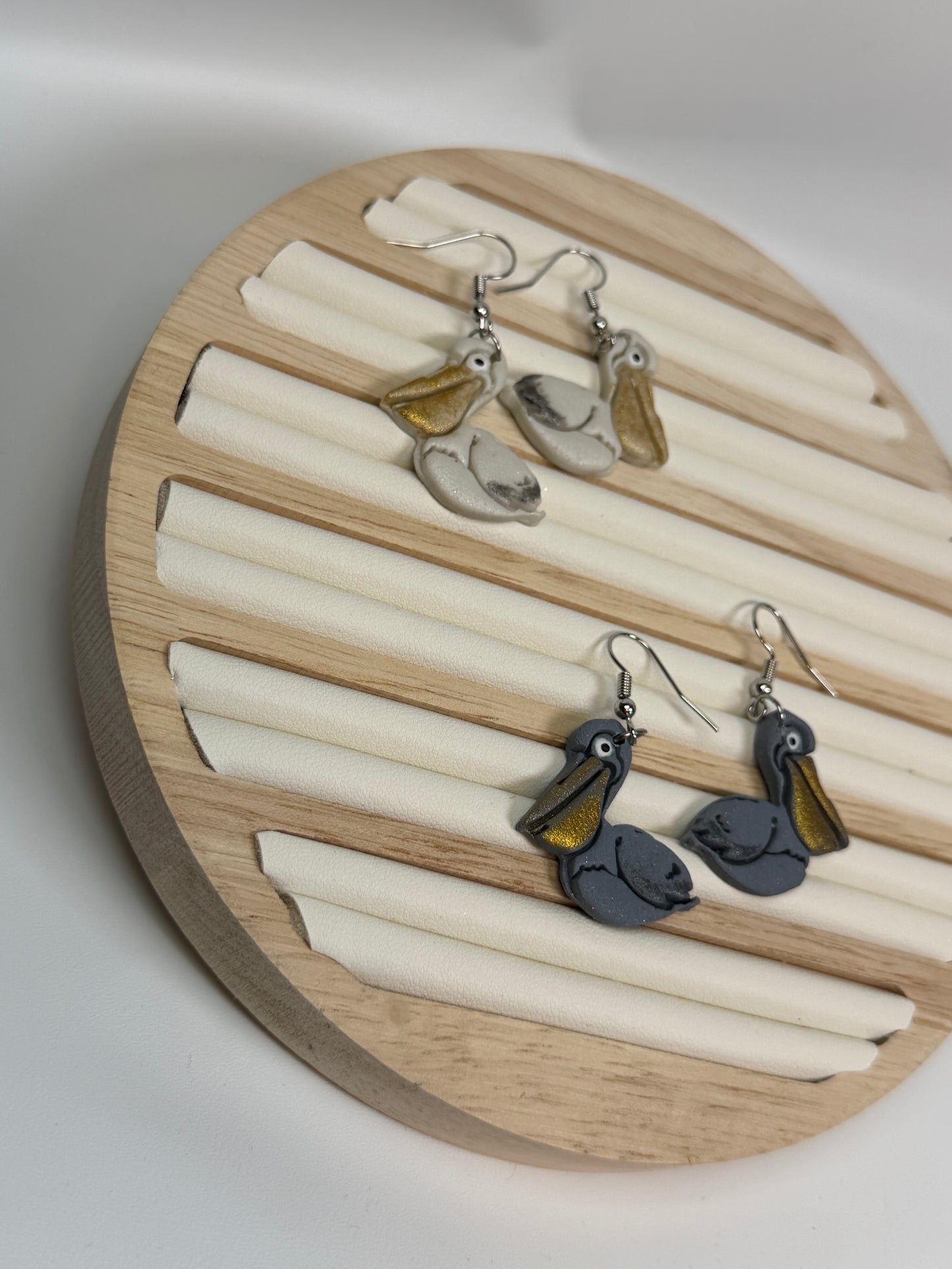 Pelican Dangle Earrings, Coastal Bird Earrings, Ocean Animal Earrings, Handmade Clay Earrings, Beach Jewelry