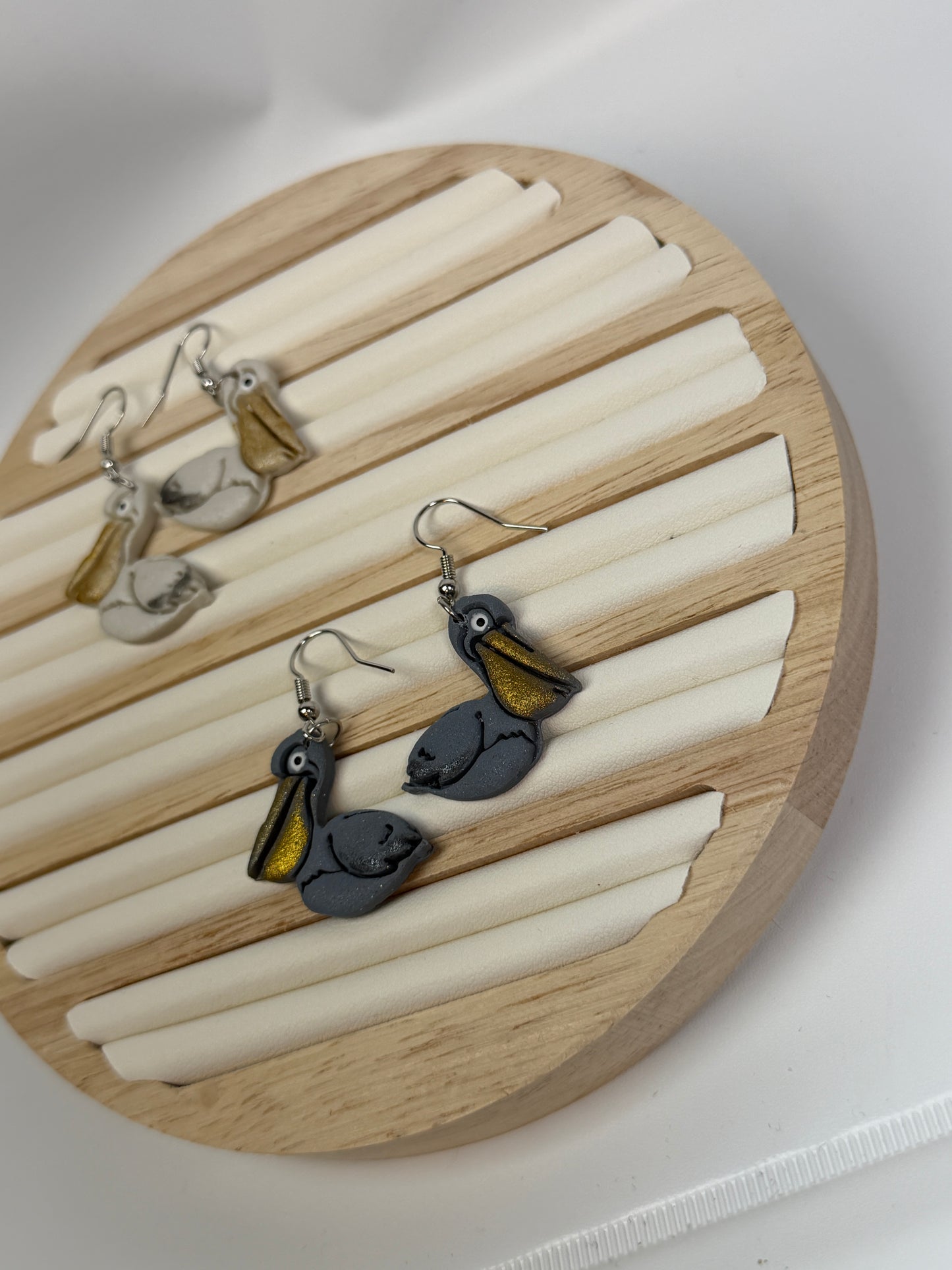 Pelican Dangle Earrings, Coastal Bird Earrings, Ocean Animal Earrings, Handmade Clay Earrings, Beach Jewelry