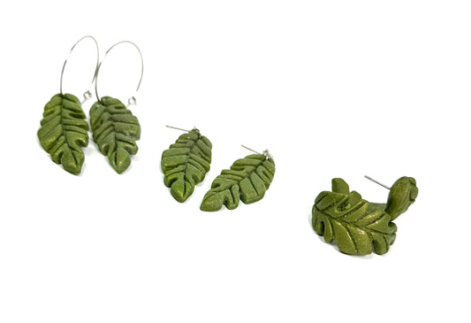 Leaf Dangle & Stud Earrings | Tropical Foliage | Lightweight Nature Jewelry | Handmade Gift for Her