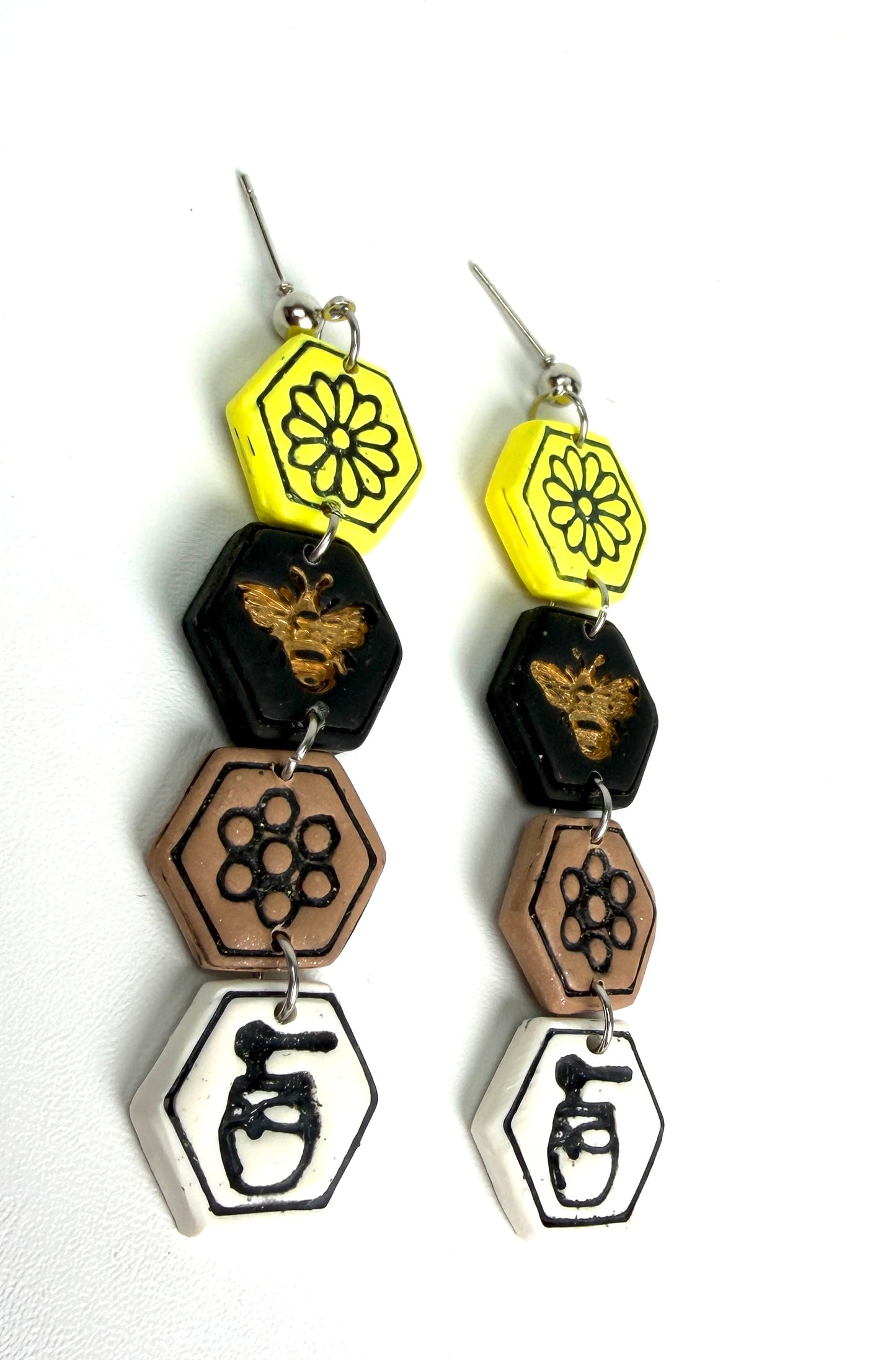 Life Cycle of Honey Dangle Polymer Clay Earrings