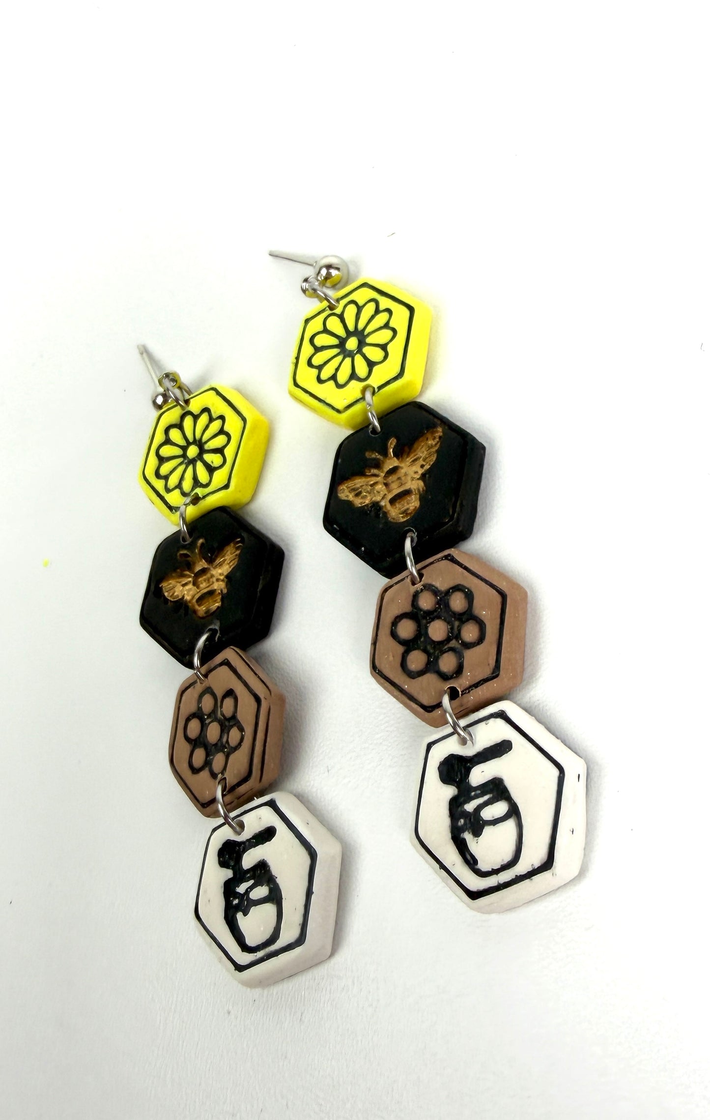 Life Cycle of Honey Dangle Polymer Clay Earrings
