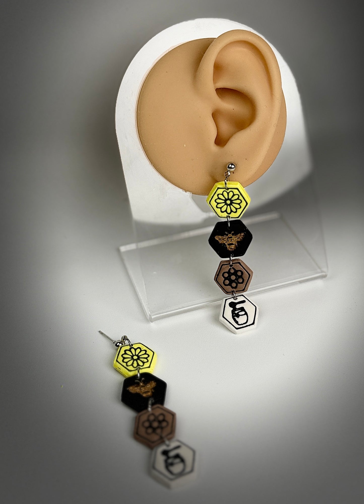 Life Cycle of Honey Dangle Polymer Clay Earrings