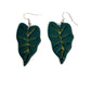 Emerald Leaf Dangle Earrings | Gold Vein Detail | Handmade Polymer Clay | Lightweight | Hypoallergenic Jewelry