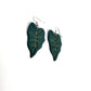 Emerald Leaf Dangle Earrings | Gold Vein Detail | Handmade Polymer Clay | Lightweight | Hypoallergenic Jewelry