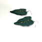 Emerald Leaf Dangle Earrings | Gold Vein Detail | Handmade Polymer Clay | Lightweight | Hypoallergenic Jewelry