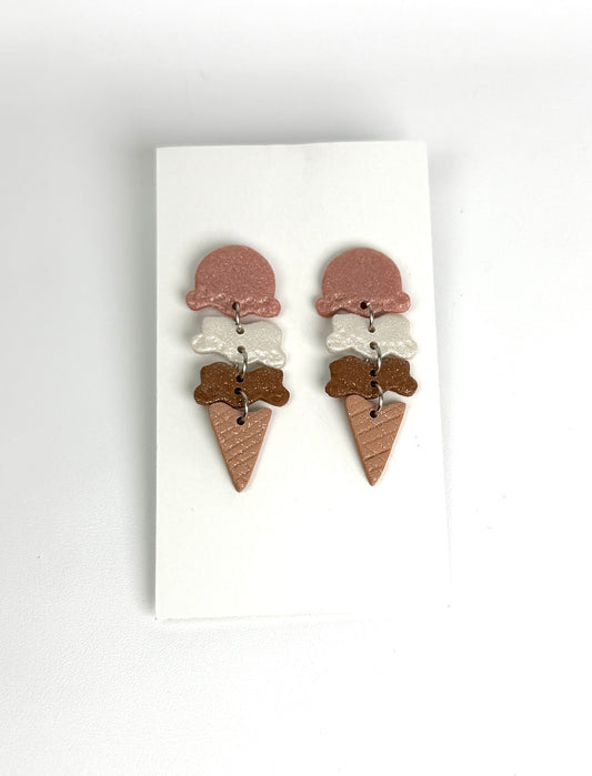 Sweet Scoop Ice Cream Dangle Polymer Clay Earrings