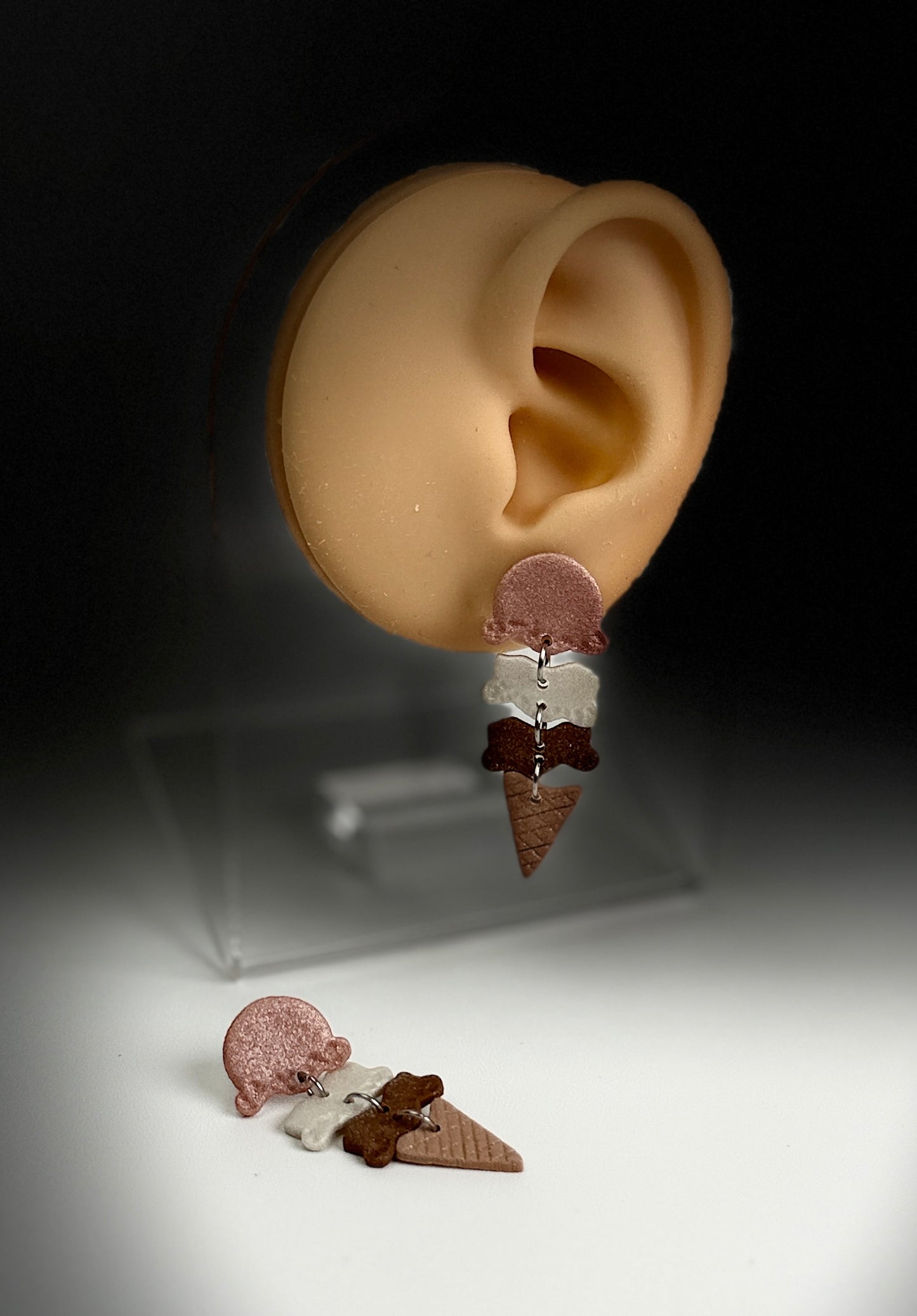 Sweet Scoop Ice Cream Dangle Polymer Clay Earrings