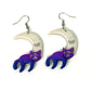 Enchanted Catnap | Cat Sleeping on Moon Polymer Clay Dangle Earrings