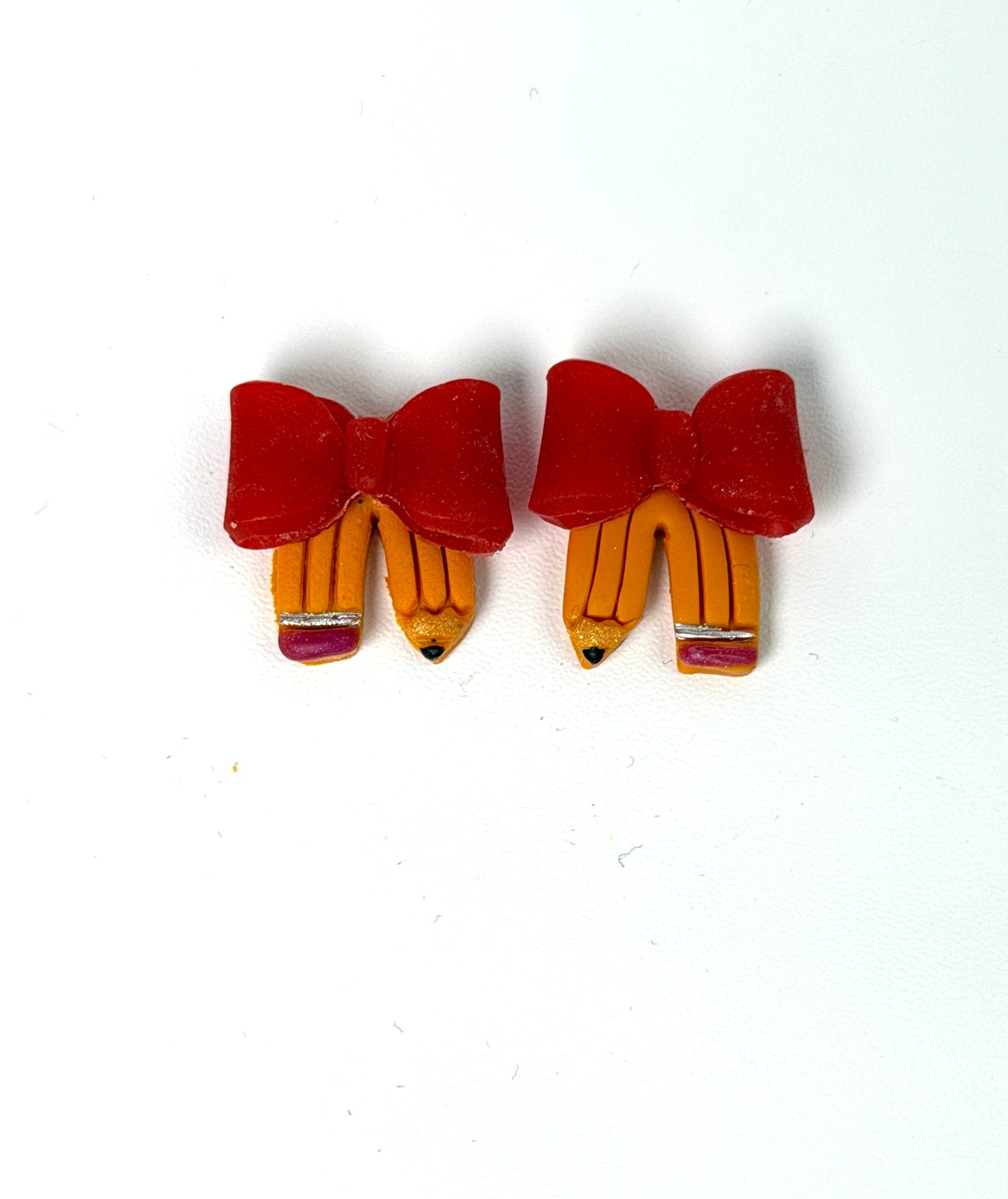 Polymer Clay Pencil Bow Earrings | Teacher Back to School Jewelry