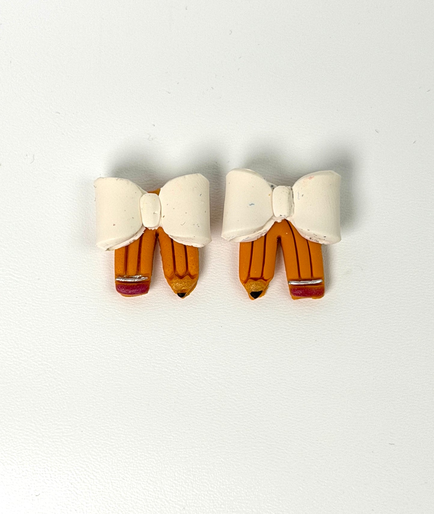 Polymer Clay Pencil Bow Earrings | Teacher Back to School Jewelry