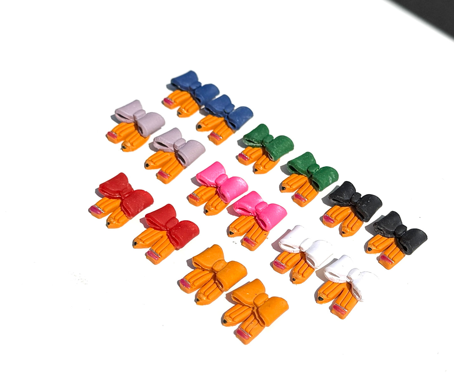 Polymer Clay Pencil Bow Earrings | Teacher Back to School Jewelry