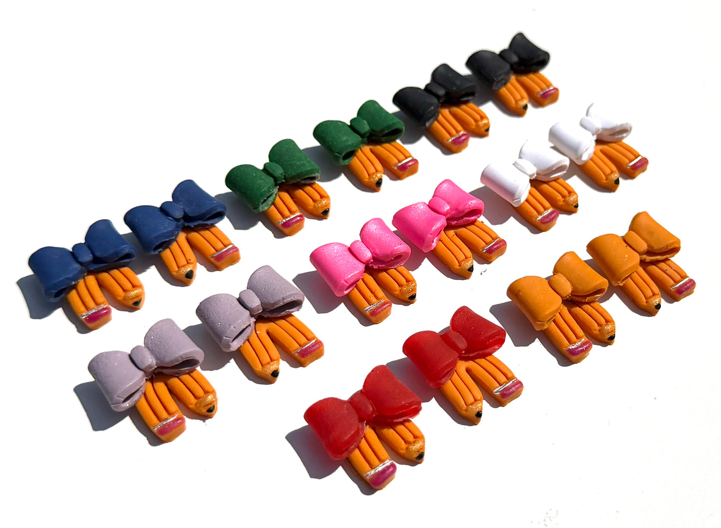 Polymer Clay Pencil Bow Earrings | Teacher Back to School Jewelry