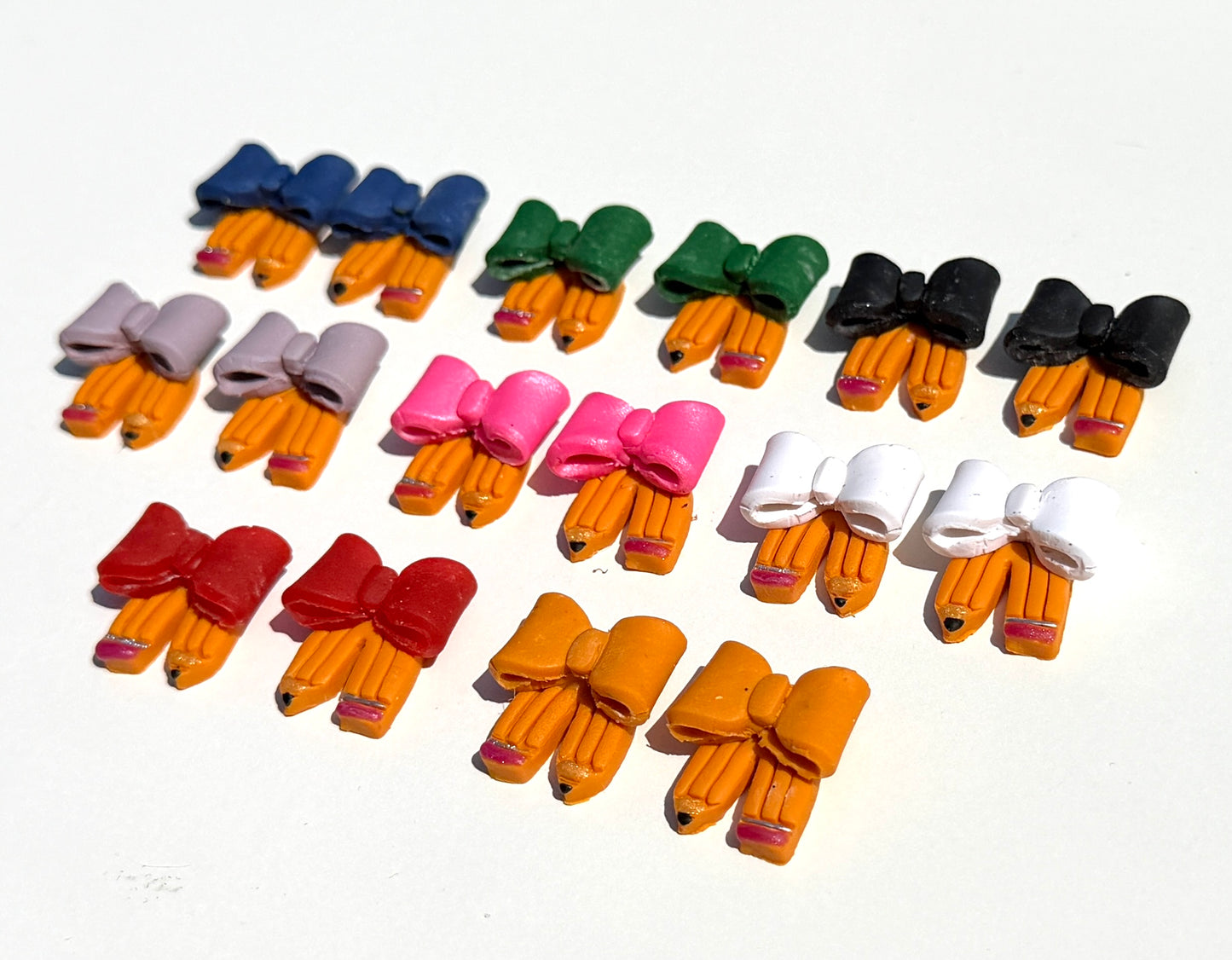 Polymer Clay Pencil Bow Earrings | Teacher Back to School Jewelry
