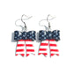 Patriotic Bow Earrings, 4th of July Earrings, American Flag Jewelry, Red White Blue Earrings, USA Clay Earrings, Handmade Holiday Earrings