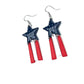 Patriotic Star Earrings | Red White Blue Dangle Earrings | 4th of July Earrings | Americana Jewelry | Star Statement Earrings | Handmade Clay Earrings