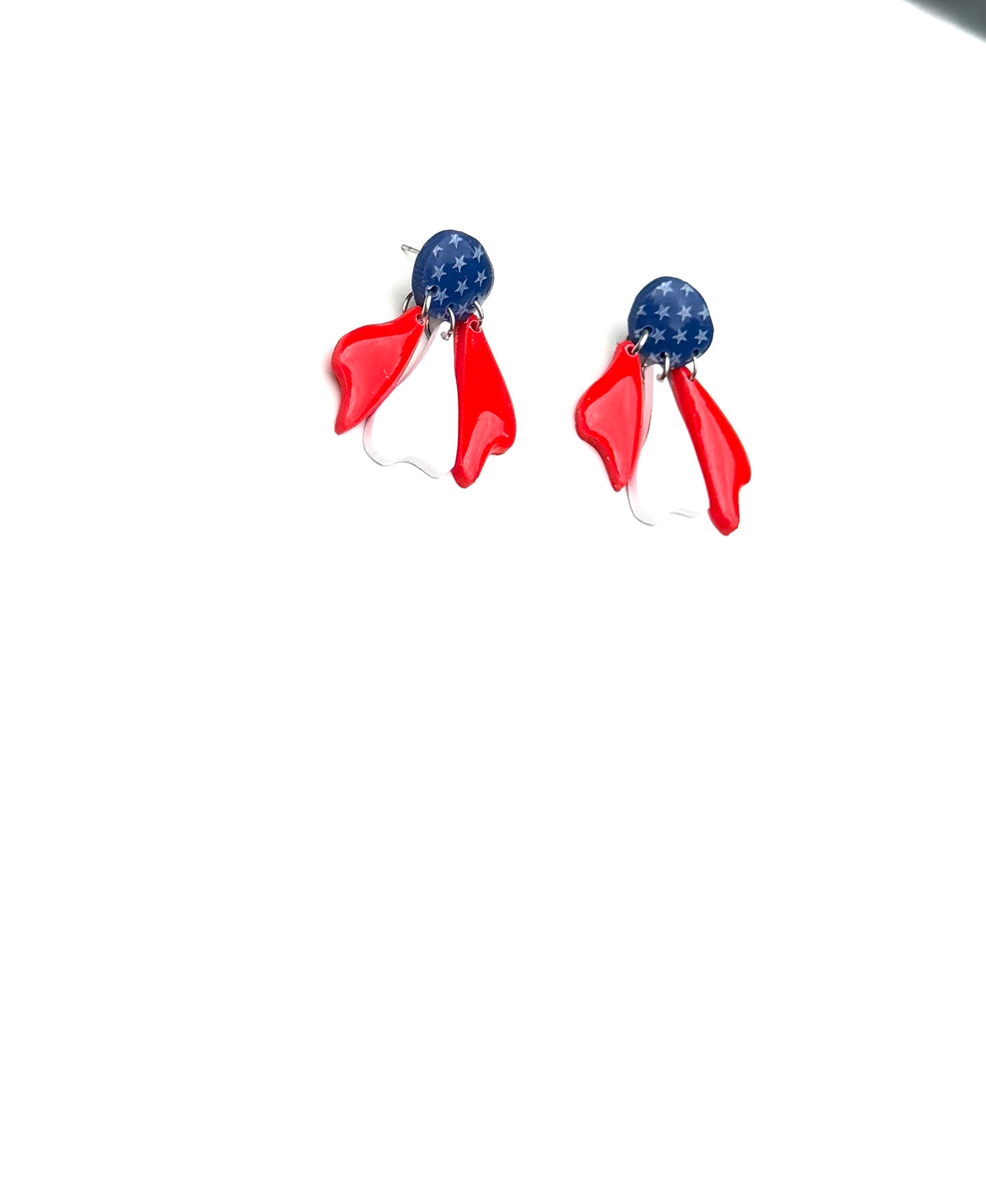 Star-Spangled Bloom Dangles | Patriotic Flower  Red White and Blue 4th of July 'Merica Earrings