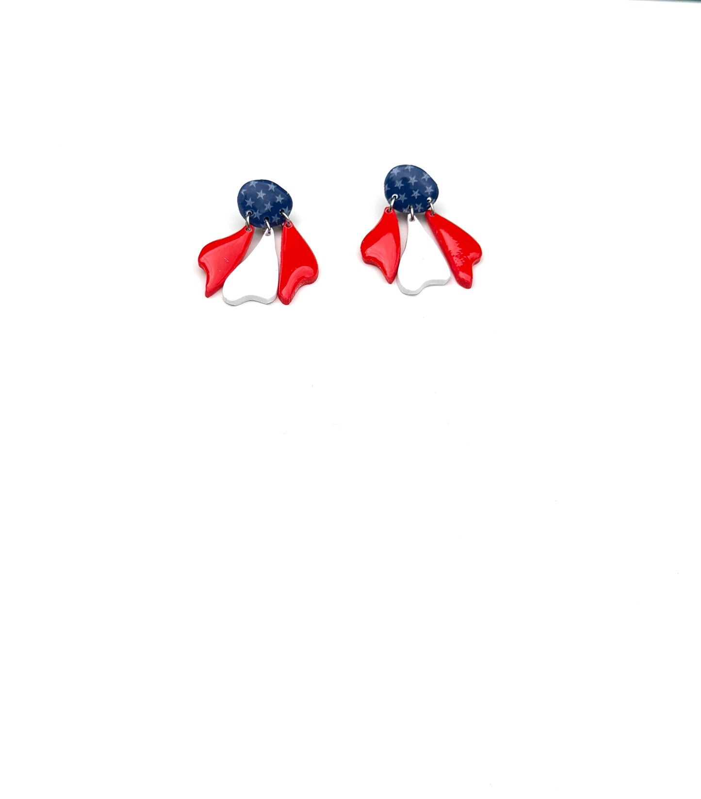 Star-Spangled Bloom Dangles | Patriotic Flower  Red White and Blue 4th of July 'Merica Earrings