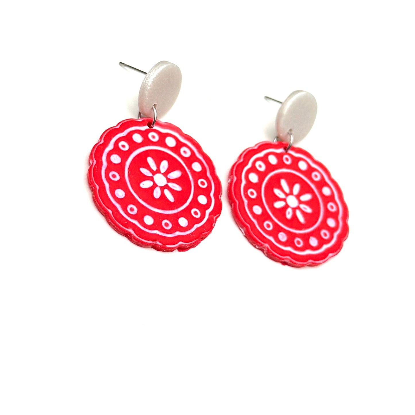 Bandana Bloom Dangles | Red Bandana Earrings | Western Dangle Earrings | Cowgirl Jewelry | Picnic Style Earrings | Boho Western Earrings | Handmade Clay Earrings