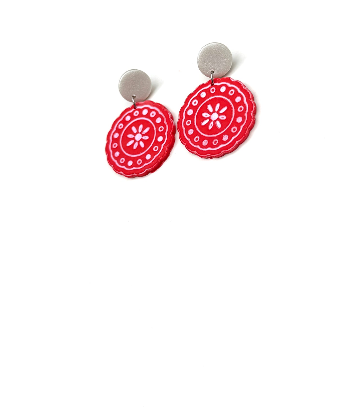Bandana Bloom Dangles | Red Bandana Earrings | Western Dangle Earrings | Cowgirl Jewelry | Picnic Style Earrings | Boho Western Earrings | Handmade Clay Earrings