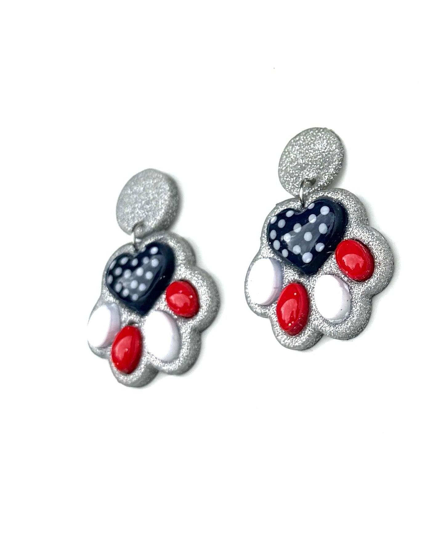 Star-Spangled Paw Prints | Patriotic Paw Print Earrings | Red White Blue Dog Paw Earrings | 4th of July Pet Lover Jewelry | Americana Dangle Earrings | Handmade Clay