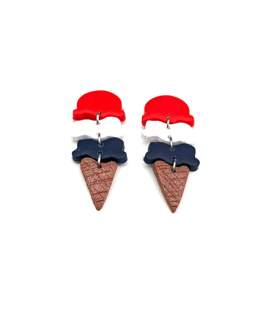 Star-Spangled Sweet Treat Dangles |Patriotic Ice Cream Earrings | Red White Blue Popsicle Earrings | 4th of July Earrings | Summer Treat Jewelry | Food Earrings | Handmade Clay