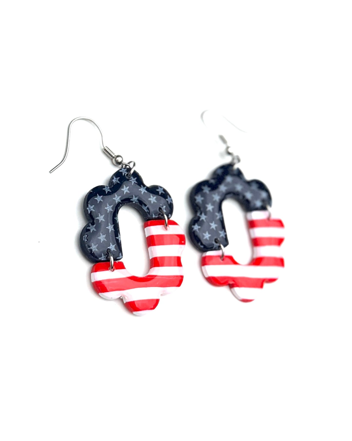 Star-Spangled Arch Dangles | Red White Blue Dangle Earrings | 4th of July Earrings | Americana Jewelry | Statement Clay Earrings | Handmade Earrings