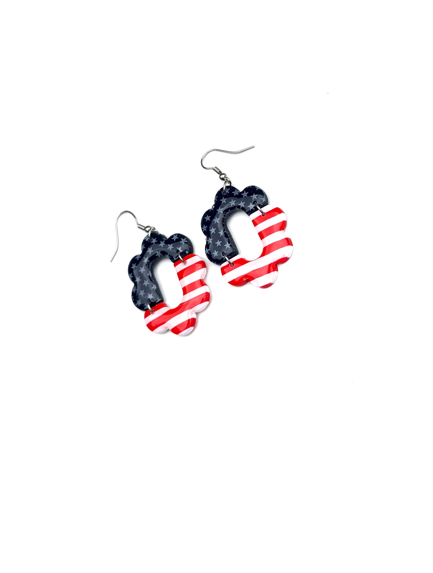 Star-Spangled Arch Dangles | Red White Blue Dangle Earrings | 4th of July Earrings | Americana Jewelry | Statement Clay Earrings | Handmade Earrings