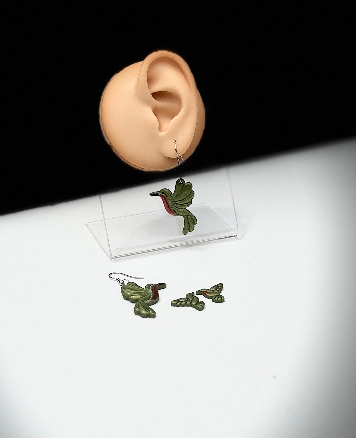 Hummingbird Earrings – Gold Hummingbird Dangle & Stud Earrings – Nature Inspired Jewelry – Bird Lover Gift – Handmade Clay Earrings
