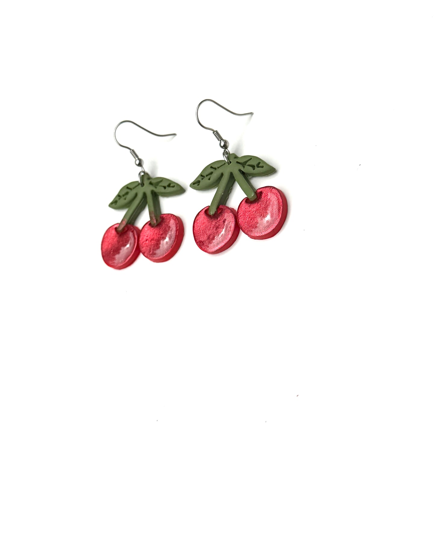 Cherry Earrings – Cute Cherry Dangle Earrings – Fruit Earrings – Summer Jewelry – Red Cherry Clay Earrings – Handmade Gift for Her